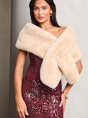 Кремовый - Lipsy Cosy Faux Fur Scarf Shawl - Image 2 of 4