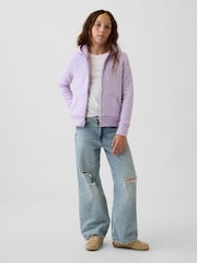 Gap Lilac Purple Bow Sherpa-Lined Logo Zip-Up Hoodie (4-13yrs) - Image 3 of 5