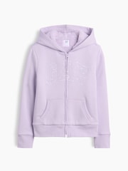 Gap Lilac Purple Bow Sherpa-Lined Logo Zip-Up Hoodie (4-13yrs) - Image 4 of 5