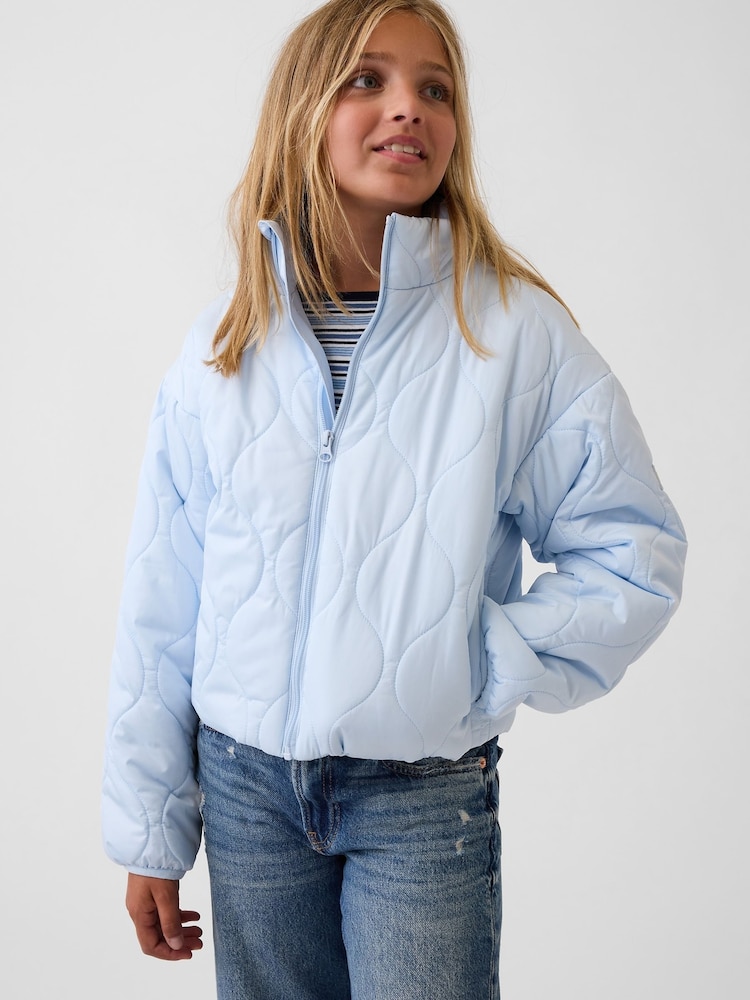 Gap Blue Relaxed Quilted Puffer Coat (4-13yrs) - Image 1 of 5 Gap Blue Relaxed Quilted Puffer Coat (4-13yrs) - Image 1 of 5