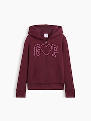 Srdce Burgundy - Gap Sherpa-Lined Logo Zip-Up Hoodie (4-13yrs) - Obrázek 1 z 3
