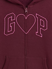 Srdce Burgundy - Gap Sherpa-Lined Logo Zip-Up Hoodie (4-13yrs) - Obrázek 3 z 3