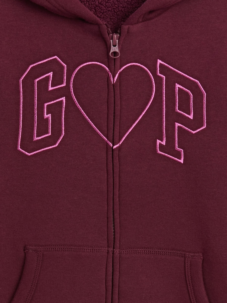 Srdce Burgundy - Gap Sherpa-Lined Logo Zip-Up Hoodie (4-13yrs) - Obrázek 3 z 3