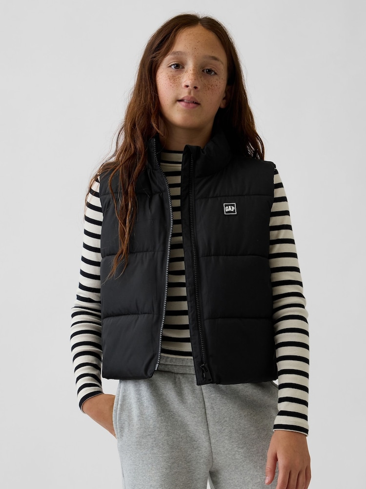 Gap Black Relaxed Puffer Vest (4-13yrs) - Image 1 of 5 Gap Black Relaxed Puffer Vest (4-13yrs) - Image 1 of 5