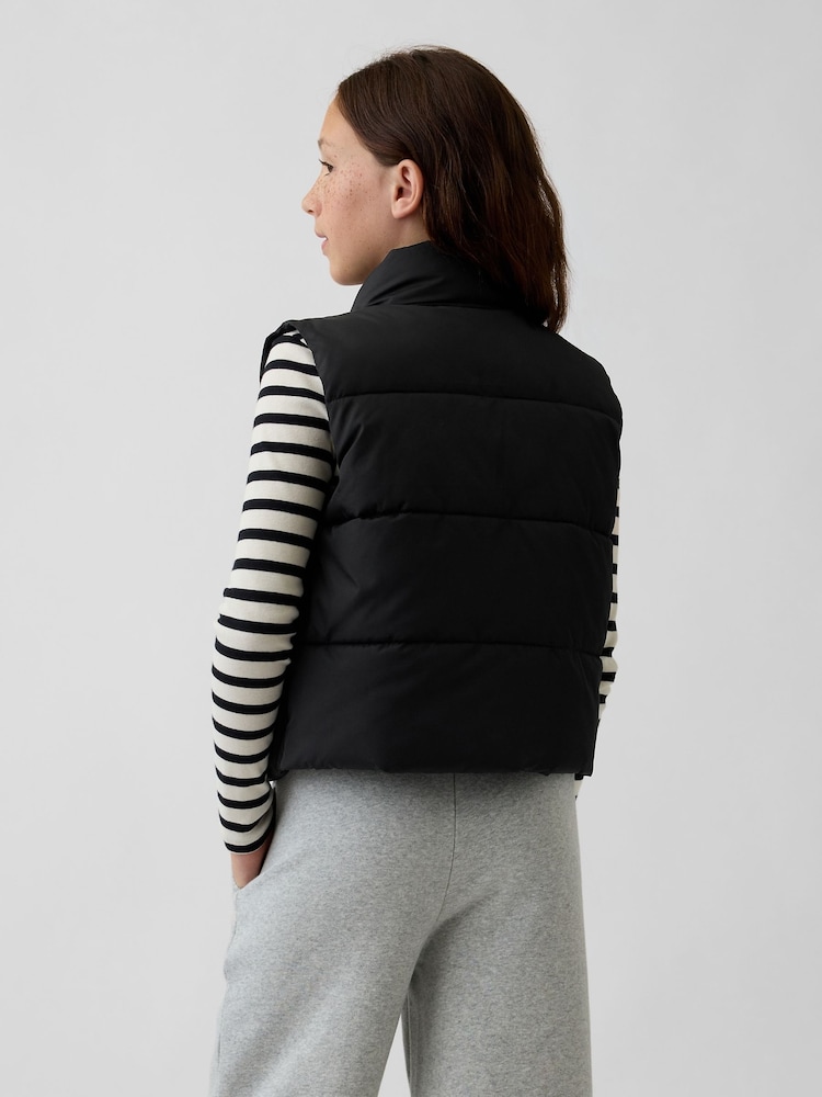 Gap Black Relaxed Puffer Vest (4-13yrs) - Image 2 of 5 Gap Black Relaxed Puffer Vest (4-13yrs) - Image 2 of 5