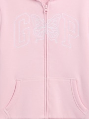 Růžová s motýly - Gap Sherpa-Lined Logo Zip-Up Hoodie (4-13yrs) - Obrázek 3 z 3