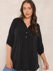 Evans Black Collared Jersey Shirt - Image 1 of 6