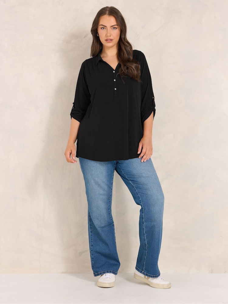 Evans Black Collared Jersey Shirt - Image 2 of 6