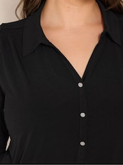 Evans Black Collared Jersey Shirt - Image 4 of 6