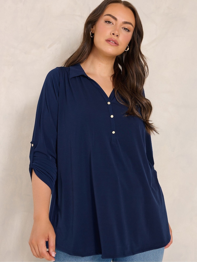 Evans Blue Collared Jersey Shirt - Image 1 of 6