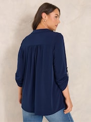 Evans Blue Collared Jersey Shirt - Image 2 of 6