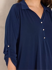 Evans Blue Collared Jersey Shirt - Image 4 of 6