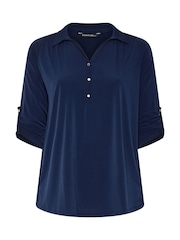 Evans Blue Collared Jersey Shirt - Image 5 of 6