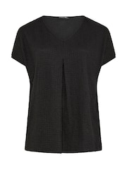 Evans Black Bubble Crepe Pleated Swing Top - Image 5 of 5