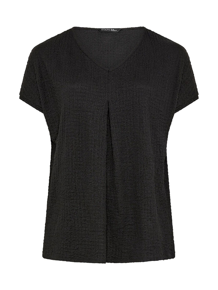 Evans Black Bubble Crepe Pleated Swing Top - Image 5 of 5 Evans Black Bubble Crepe Pleated Swing Top - Image 5 of 5