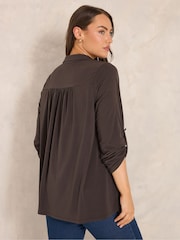 Evans Brown Collared Jersey Shirt - Image 2 of 6