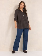 Evans Brown Collared Jersey Shirt - Image 3 of 6