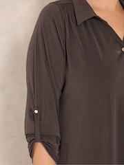 Evans Brown Collared Jersey Shirt - Image 4 of 6
