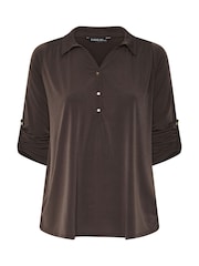 Evans Brown Collared Jersey Shirt - Image 5 of 6
