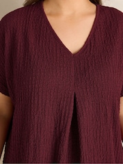 Evans Red Bubble Crepe Pleated Swing Top - Image 4 of 5