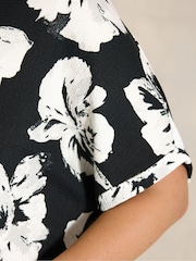 Evans Black Floral V-Neck Top - Image 4 of 4