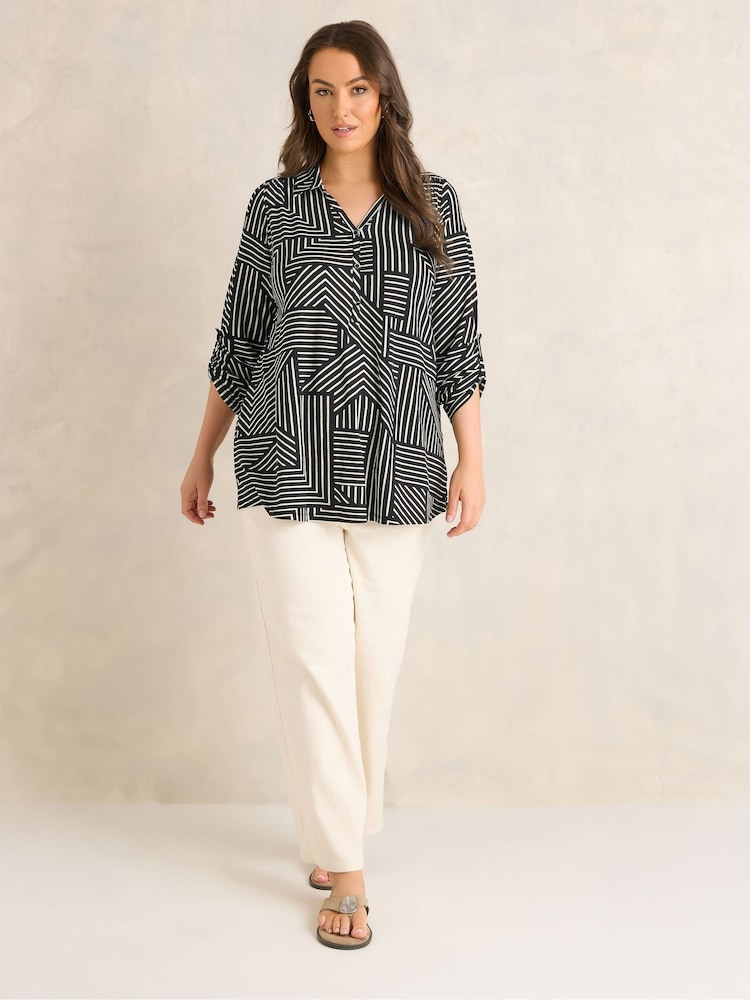 Evans Black Printed Collared Jersey Shirt - Image 2 of 6