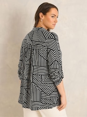 Evans Black Printed Collared Jersey Shirt - Image 3 of 6