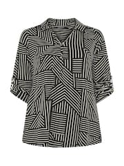 Evans Black Printed Collared Jersey Shirt - Image 5 of 6