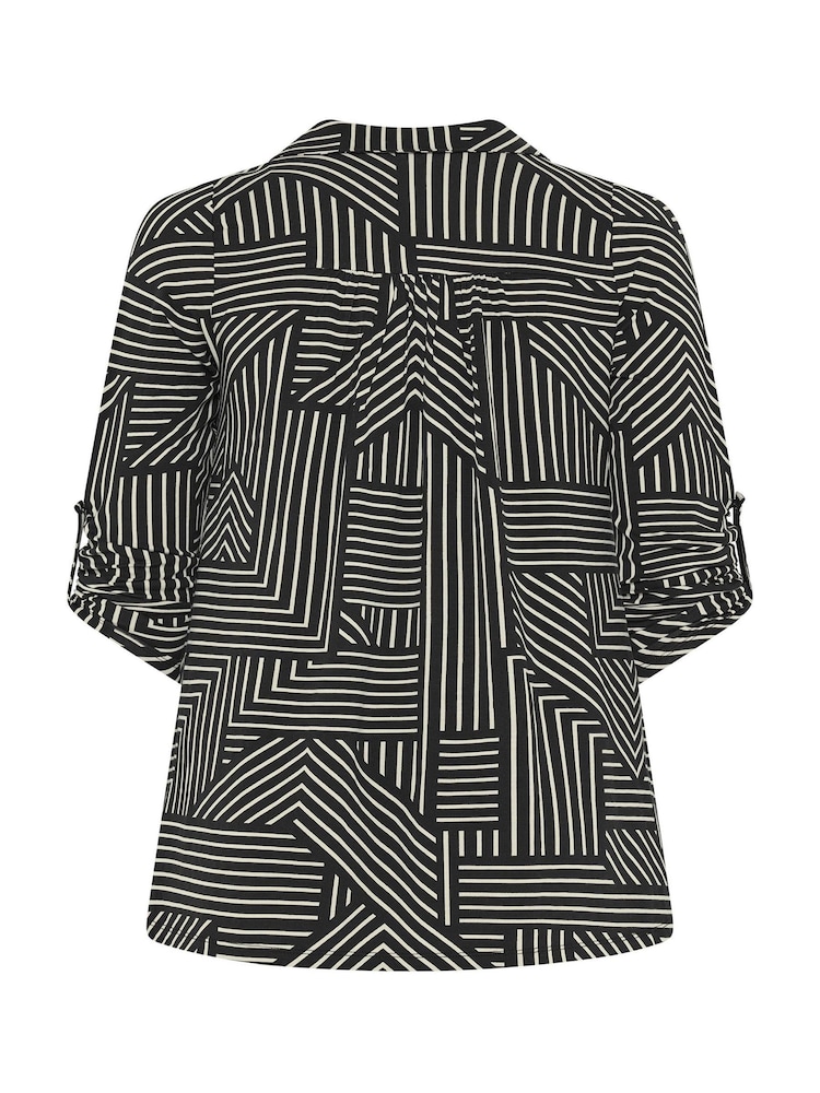 Evans Black Printed Collared Jersey Shirt - Image 6 of 6