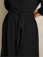 Evans Black Textured Wrap Dress - Image 3 of 4