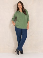 Evans Green Collared Jersey Shirt - Image 2 of 6