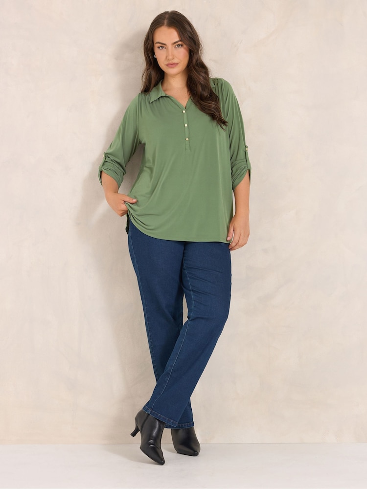 Evans Green Collared Jersey Shirt - Image 2 of 6