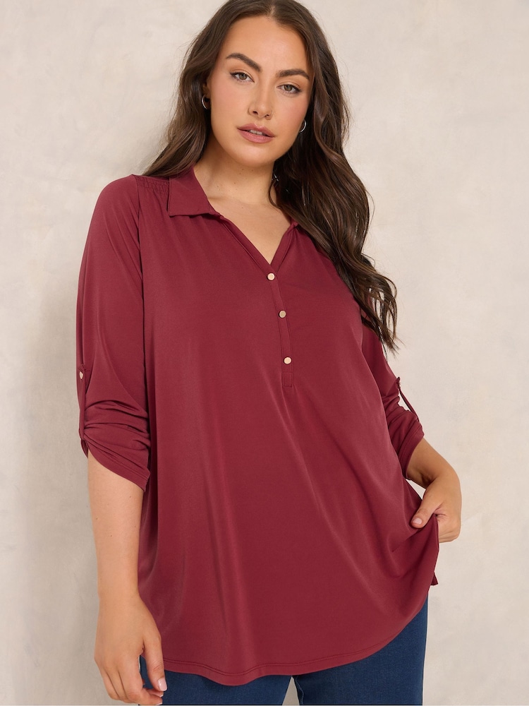 Evans Red Collared Jersey Shirt - Image 1 of 6