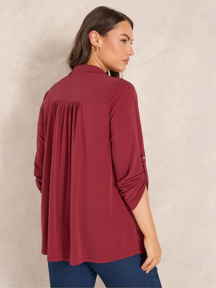 Evans Red Collared Jersey Shirt - Image 2 of 6