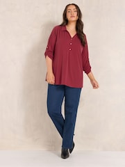 Evans Red Collared Jersey Shirt - Image 3 of 6