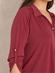 Evans Red Collared Jersey Shirt - Image 4 of 6
