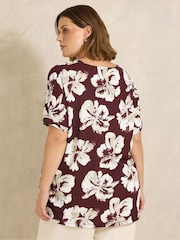 Evans Red Floral V-Neck Top - Image 3 of 6