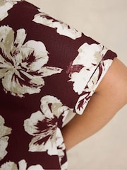 Evans Red Floral V-Neck Top - Image 4 of 6