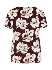 Evans Red Floral V-Neck Top - Image 6 of 6