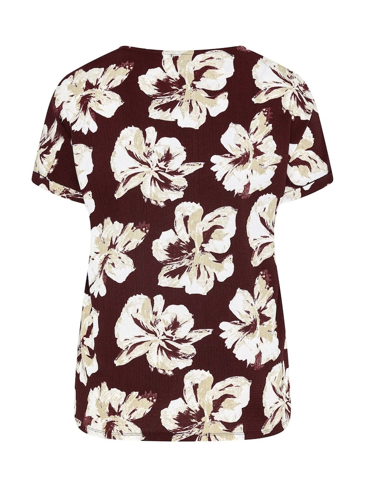 Evans Red Floral V-Neck Top - Image 6 of 6 Evans Red Floral V-Neck Top - Image 6 of 6