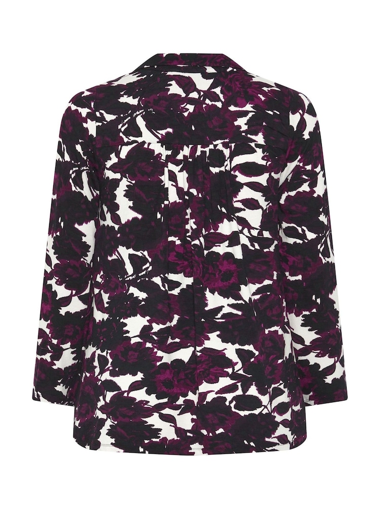 Evans Berry Red Printed Collared Jersey Shirt - Image 6 of 6