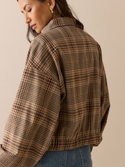 Nobodys Child Brown Funnel Neck Checked Casual Jacket - Image 3 of 5