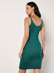 Apricot Green Ribbed Knitted Midi Dress - Image 4 of 5