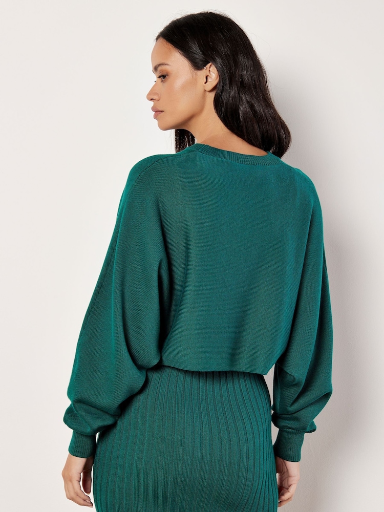 Apricot Green Cropped Batwing Jumper - Image 2 of 5 Apricot Green Cropped Batwing Jumper - Image 2 of 5