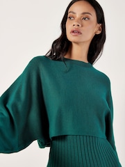 Apricot Green Cropped Batwing Jumper - Image 5 of 5