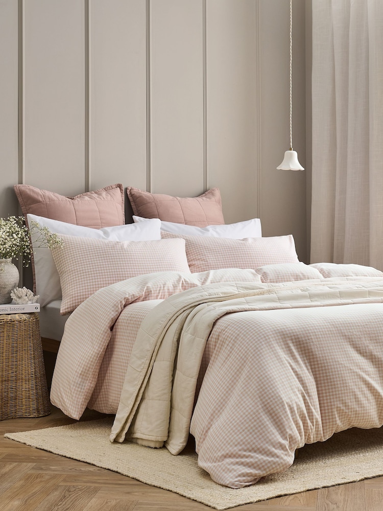 Christy Pink Gingham Yarn Dye Duvet Cover & Pillowcase Set - Image 2 of 4 Christy Pink Gingham Yarn Dye Duvet Cover & Pillowcase Set - Image 2 of 4