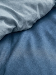 Christy Blue Relaxed Linen Blend Reversible Duvet Cover & Pillowcase Set - Image 3 of 4