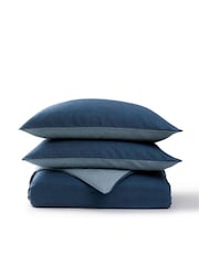 Christy Blue Relaxed Linen Blend Reversible Duvet Cover & Pillowcase Set - Image 4 of 4
