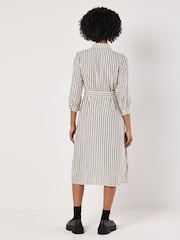 Apricot Grey Stripe Gathered Sleeve Midi Dress - Image 3 of 4