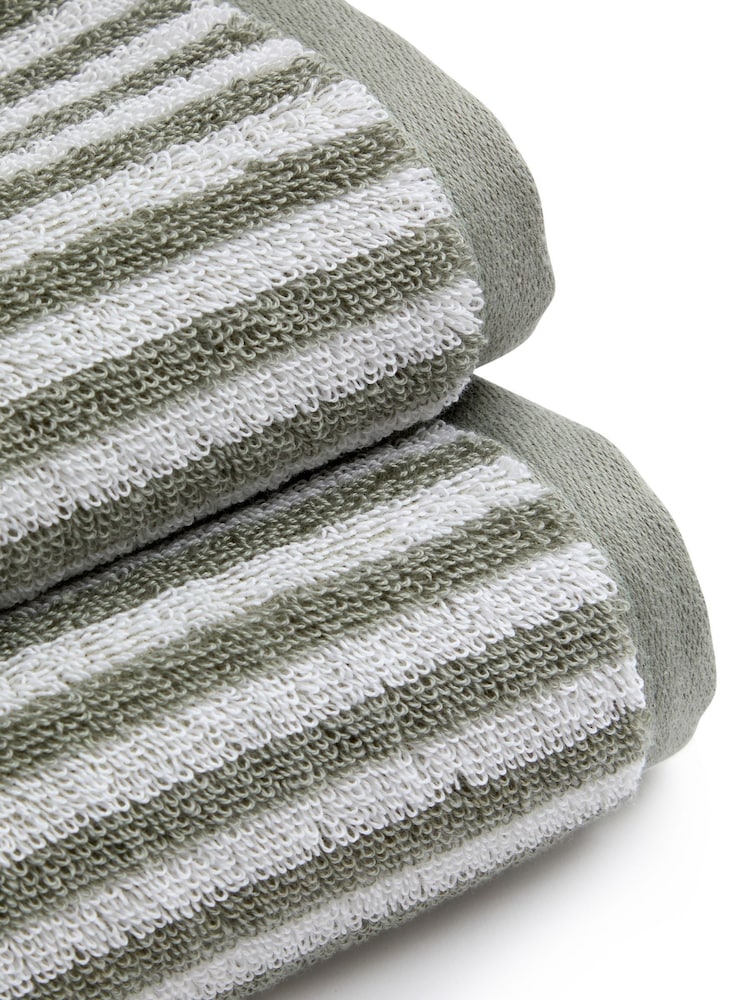 Christy Sage Portobello Stripe Cotton Towel - Image 5 of 5 Christy Sage Portobello Stripe Cotton Towel - Image 5 of 5